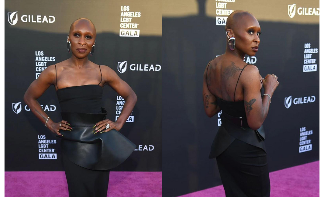 Cynthia Erivo wearing Christina Caruso earrings at a gala