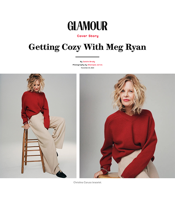 Glamour Magazine featuring Meg Ryan wearing Christina Caruso Big Chain Bracelet Rhodium