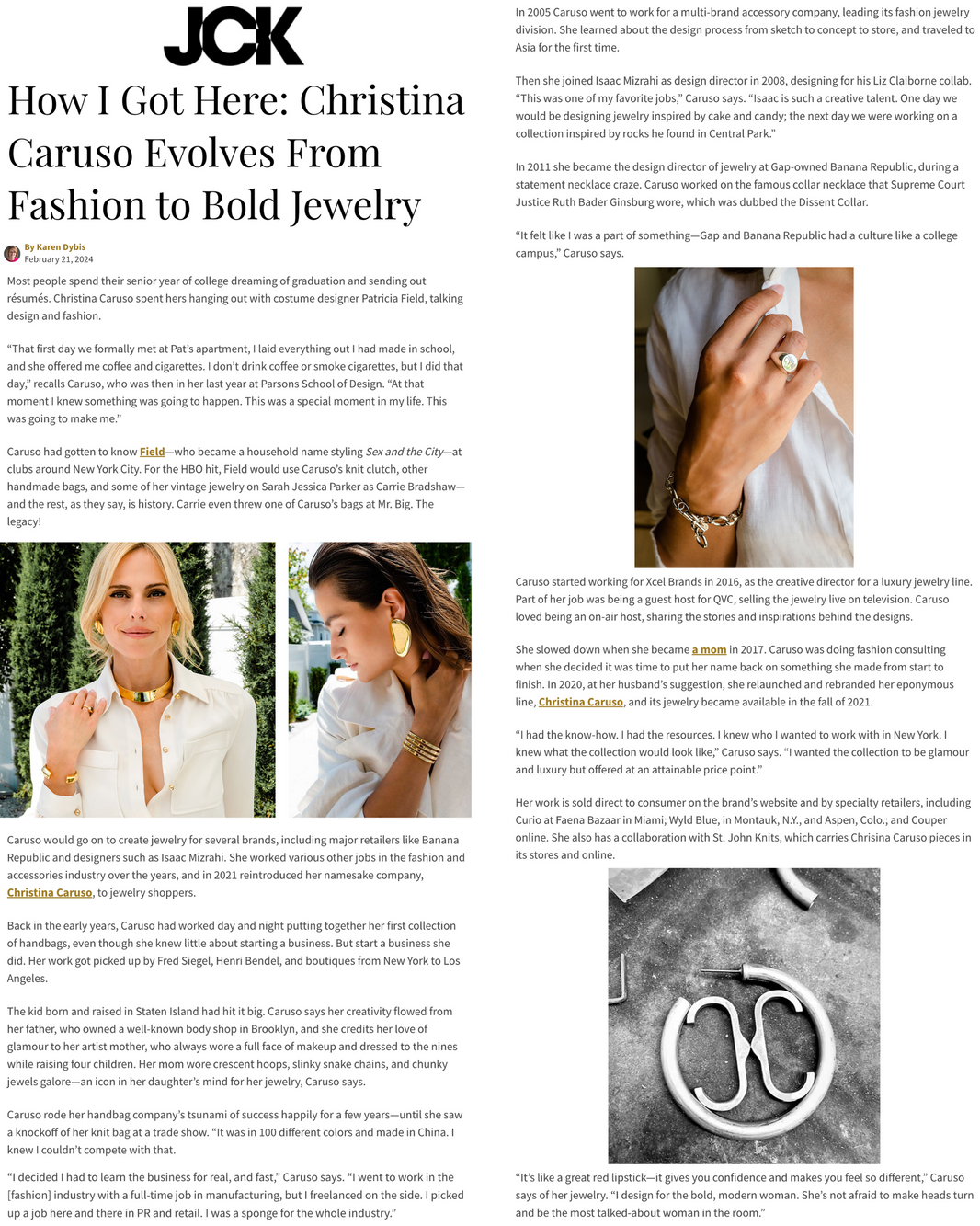 JCK Magazine featuring Christina Caruso Jewelry Design