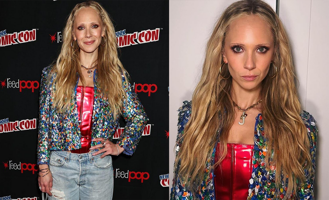 Juno Temple wearing Christina Caruso earrings for NYCC