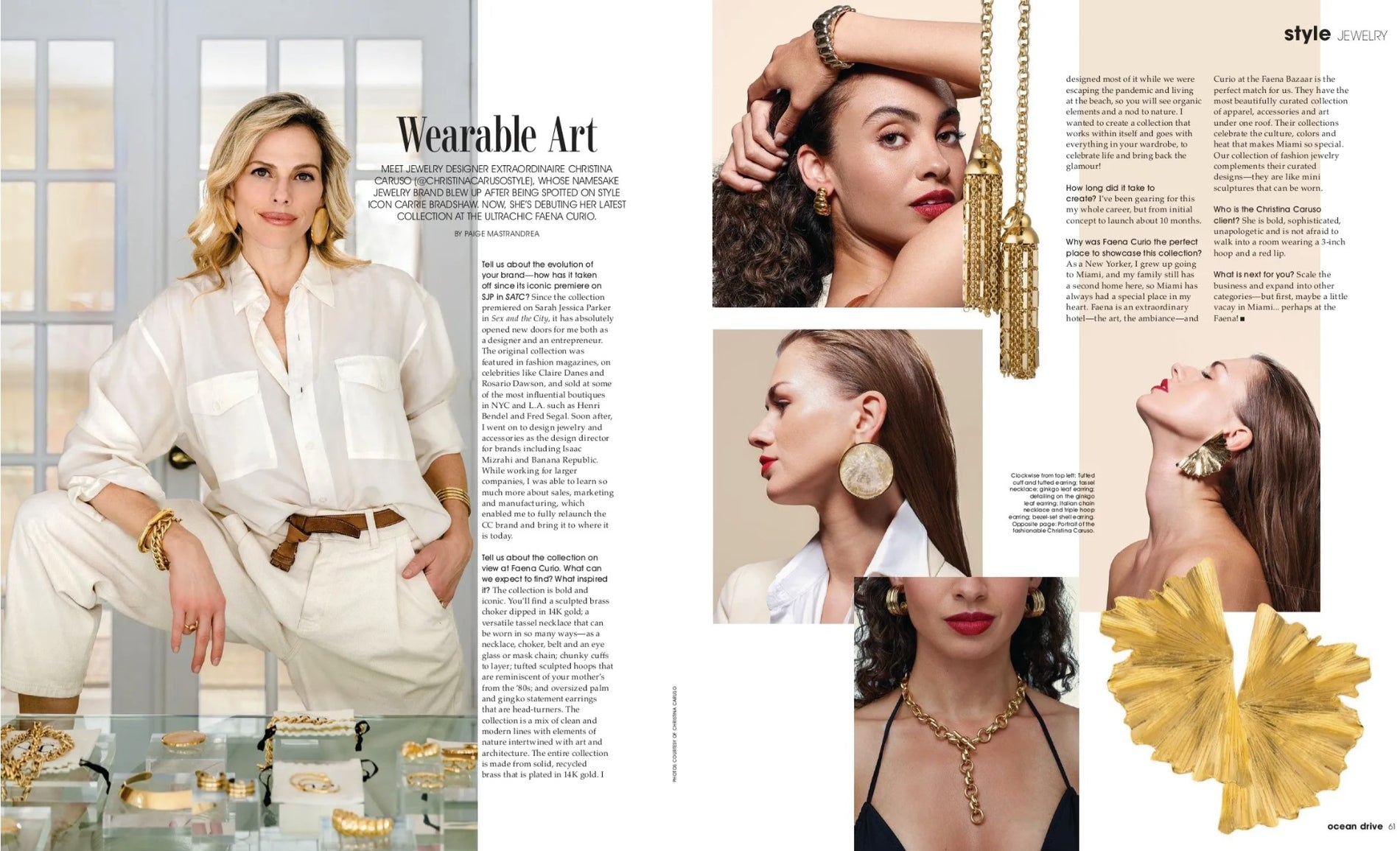 Ocean Drive magazine featuring Christina Caruso jewelry design