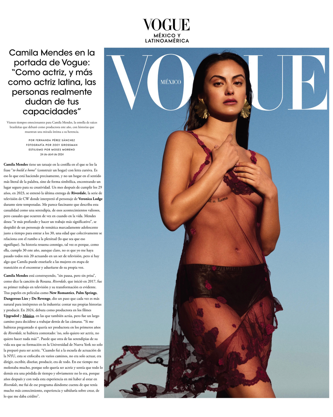 Vogue Mexico featuring Camila Mendes wearing Christina Caruso jewelry