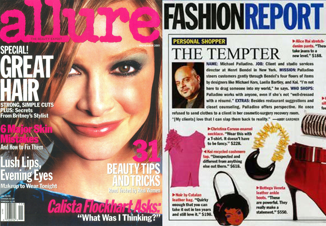 Allure November 2001 issue feautring a Christina Caruso enamel necklace