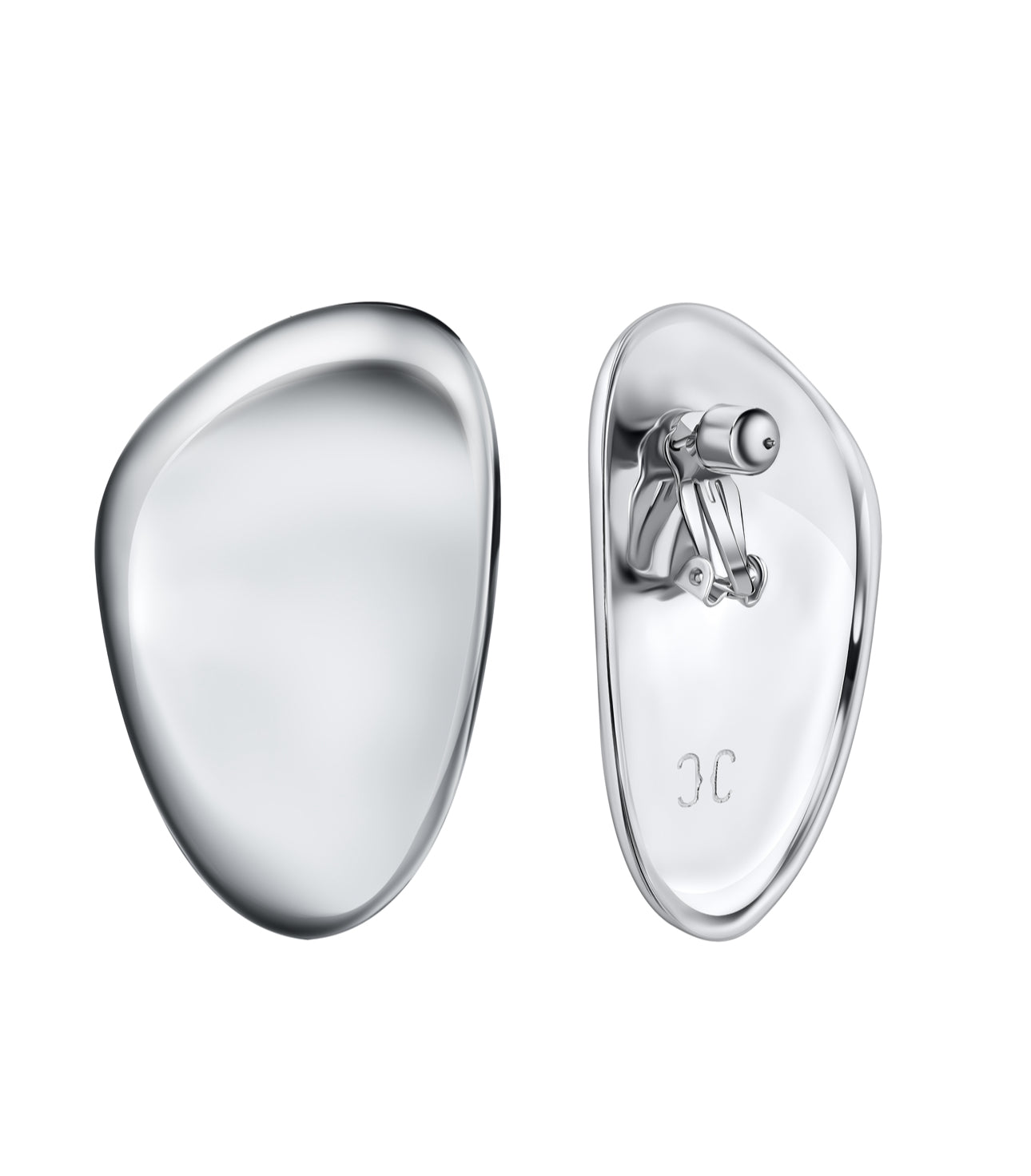 Oval Earring in Rhodium back