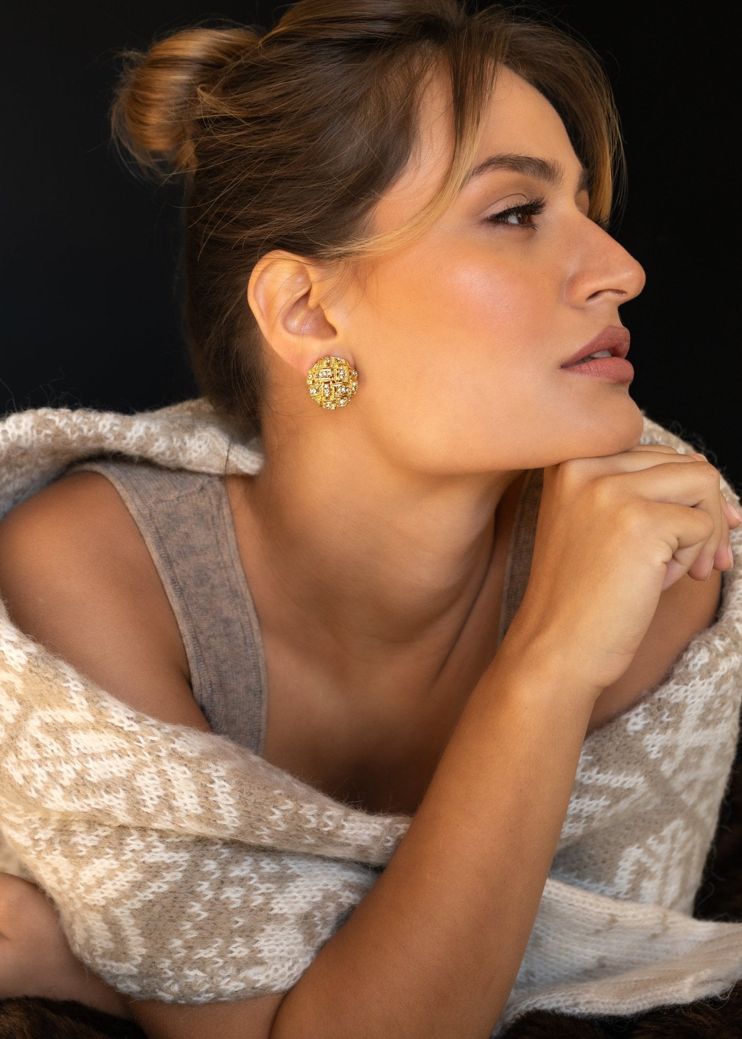 Woven Pave Clip - on Earring - Christina Caruso