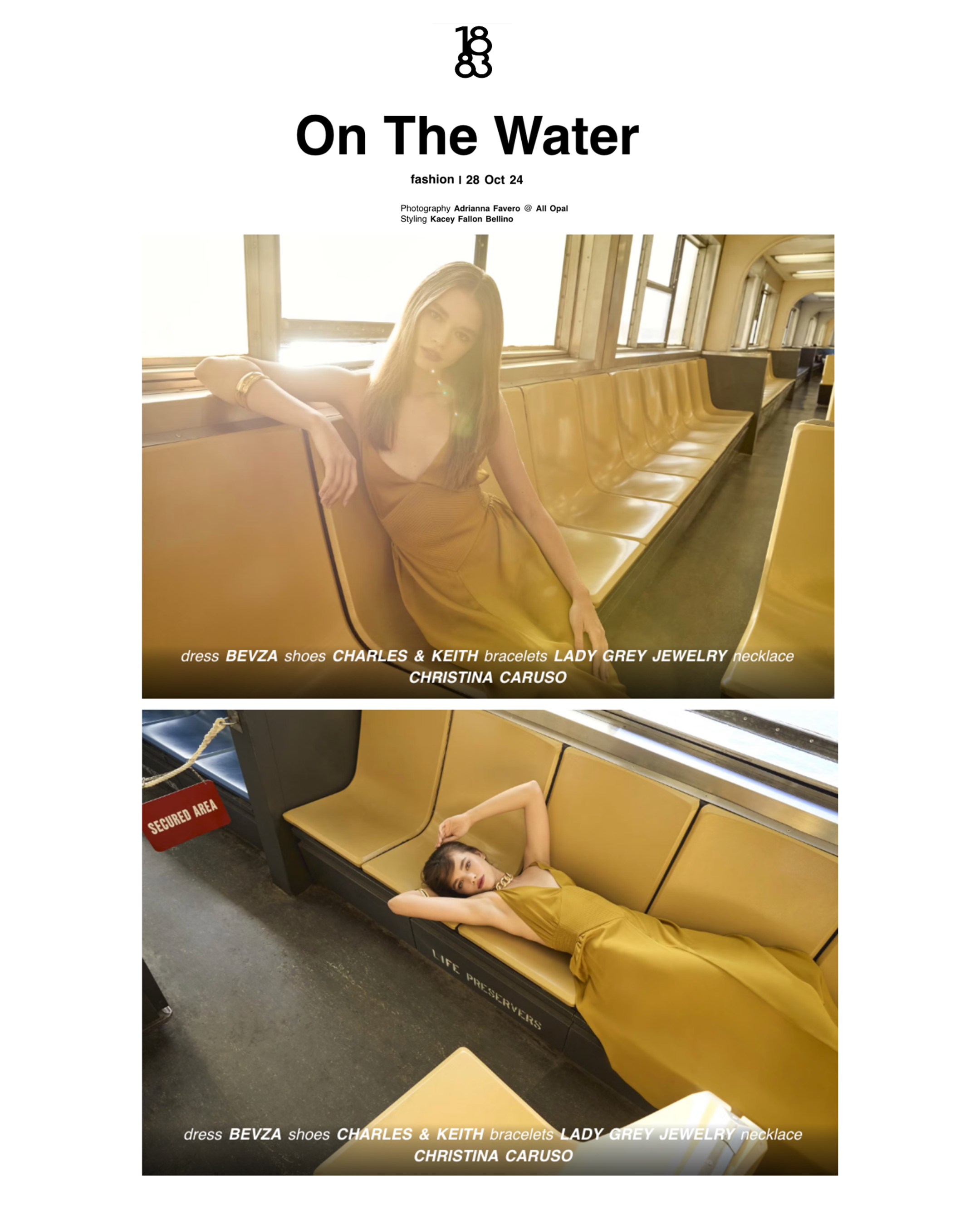 A screenshot of an article from On The Water featuring a model wearing Big Link Necklace Gold