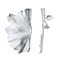 Load image into Gallery viewer, Ginkgo Leaf Earring - Rhodium coloway (silver-tone)
