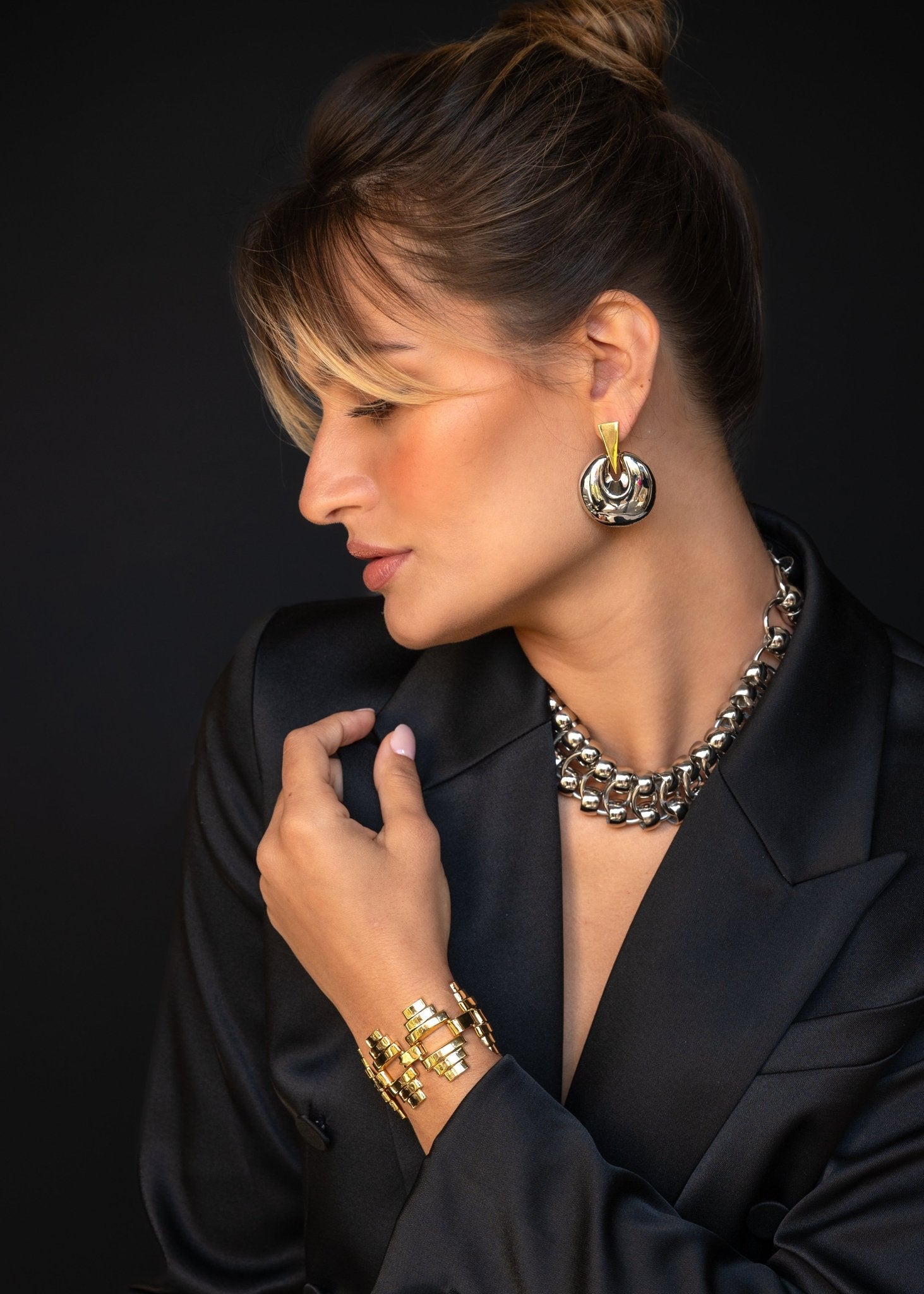 Deco Circle Earring (Rhodium) - Christina Caruso