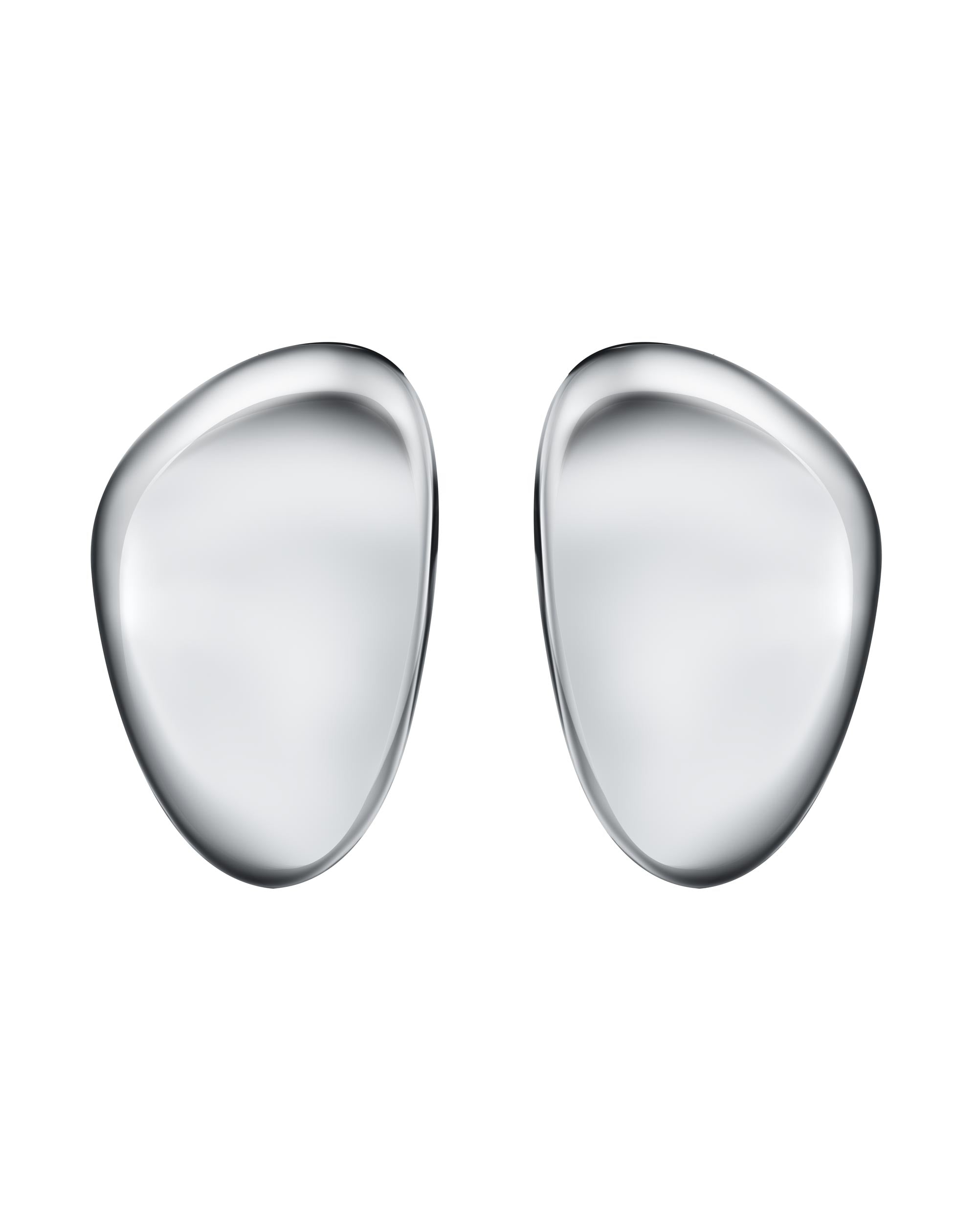 Oval Earring in Rhodium against a white background