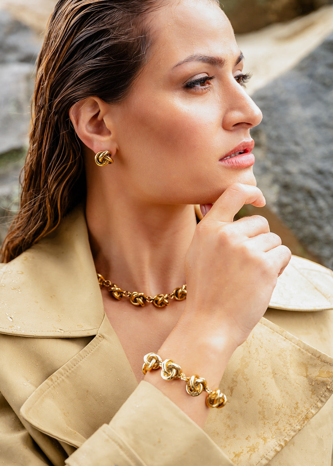 Love Knot Stud, Bracelet and Necklace