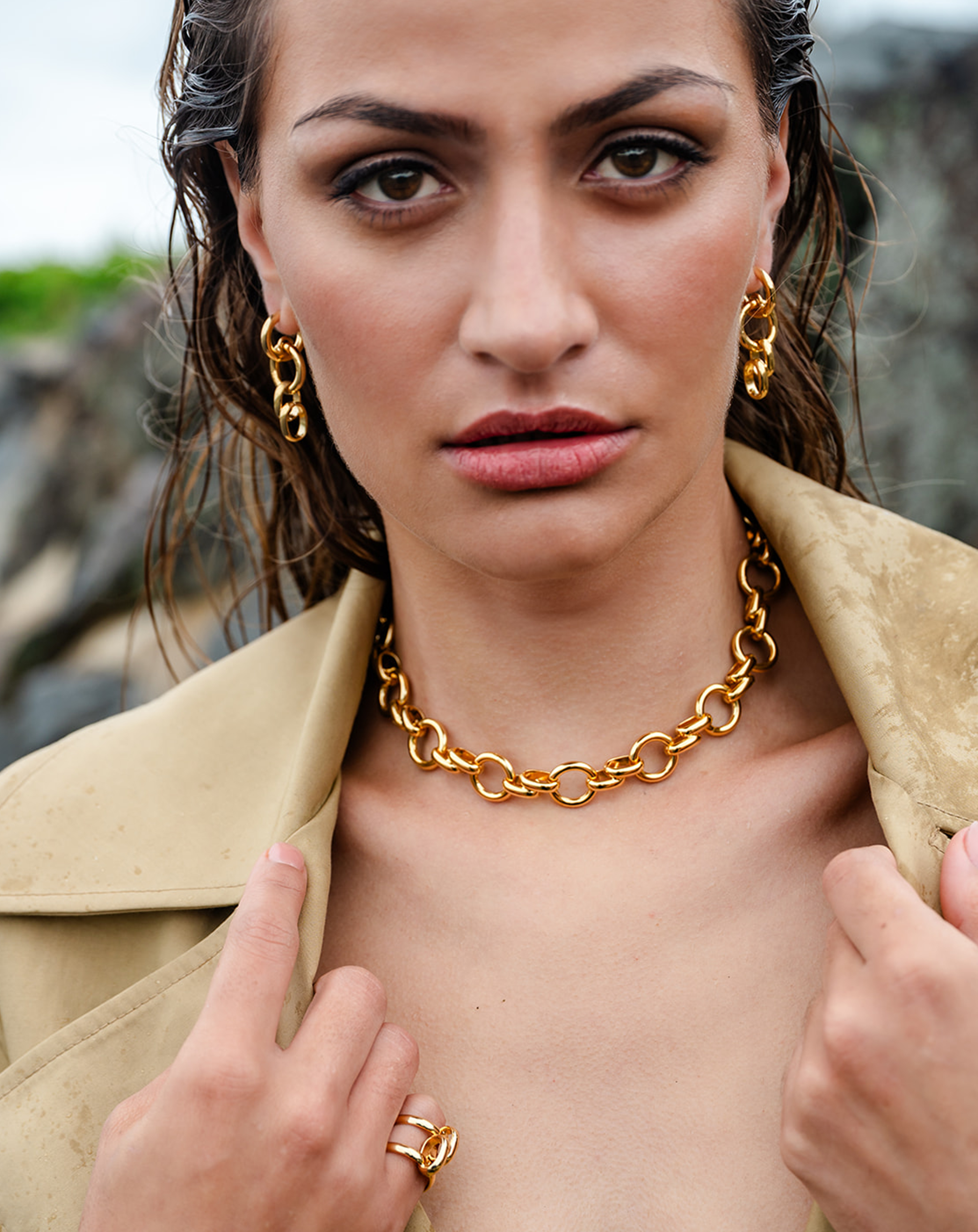 Italian Chain Earring On Model