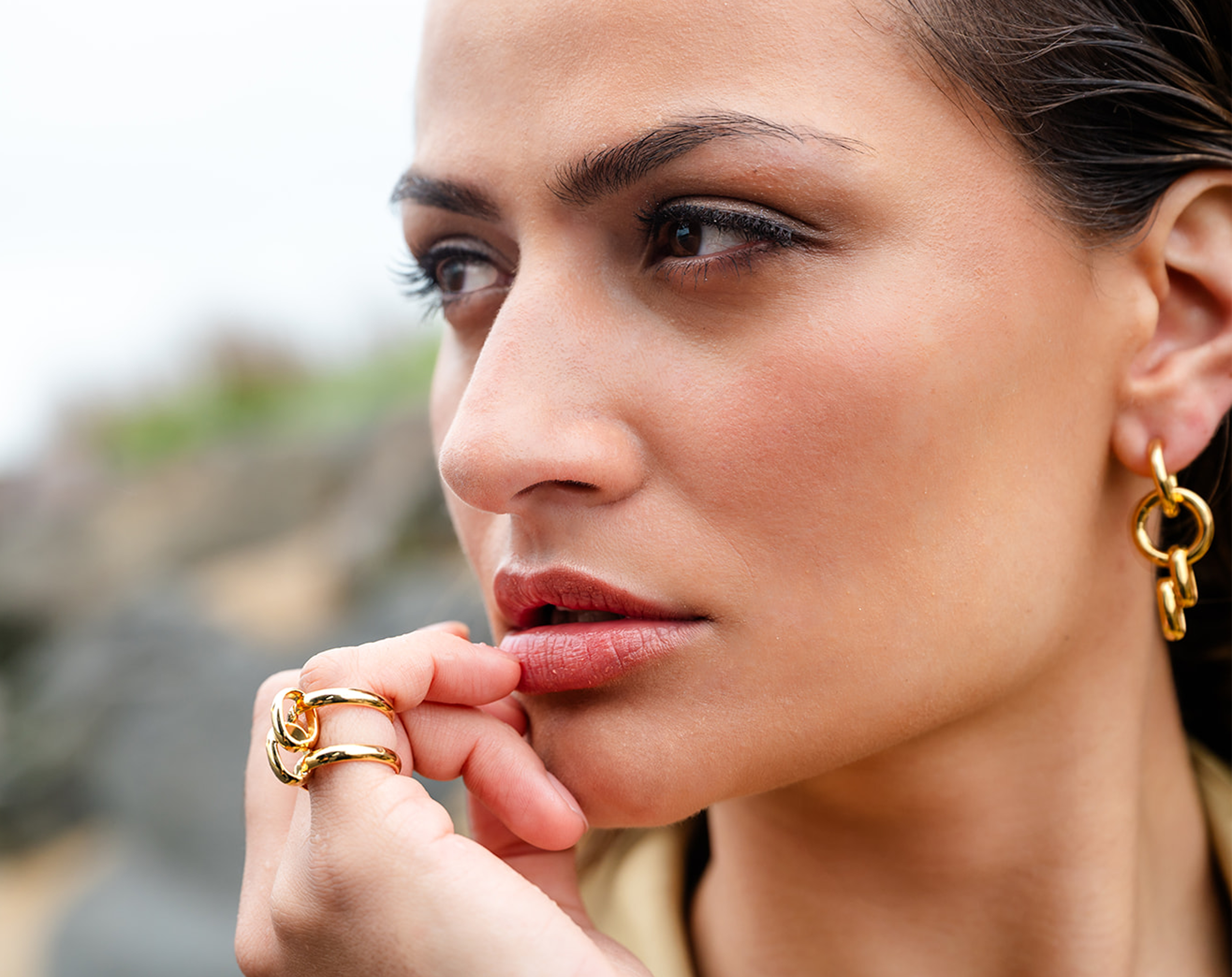 Italian Double Ring On Model