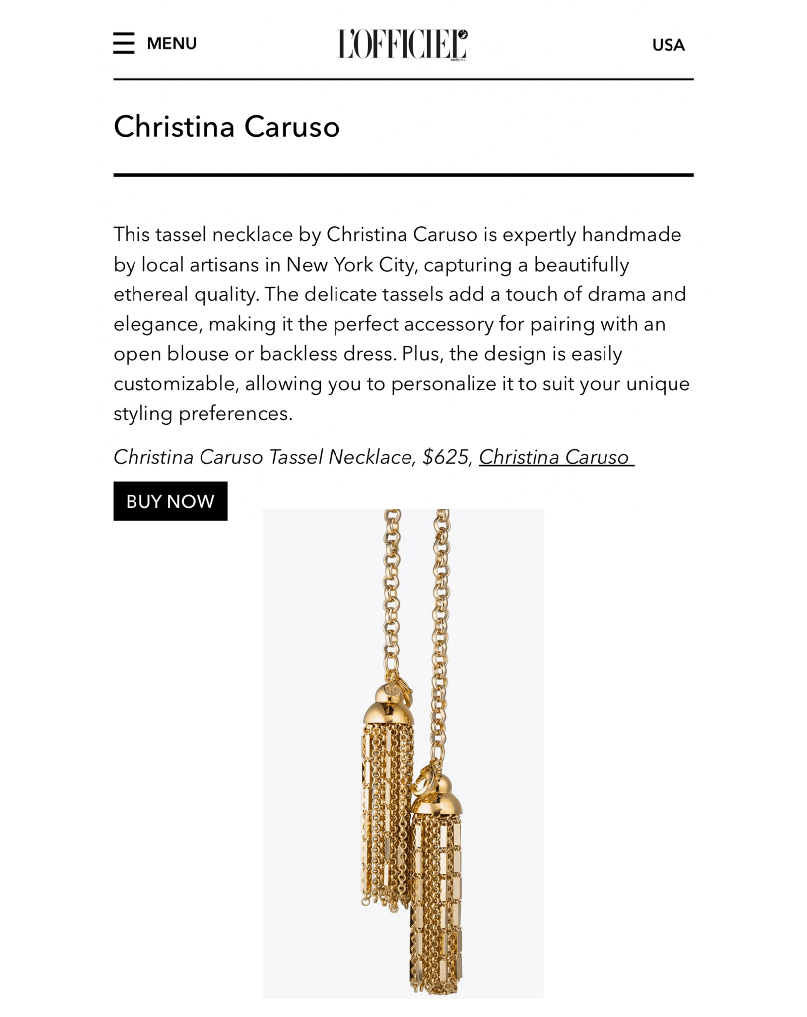 Tassel Necklace - Christina Caruso