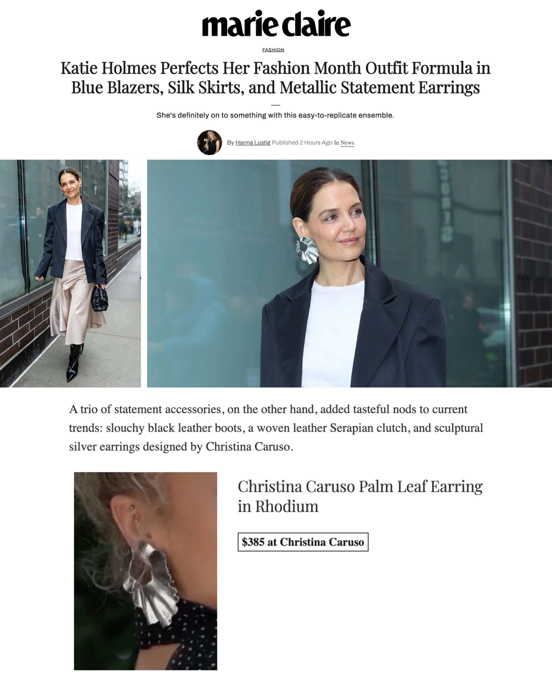 Palm Leaf Earring in Rhodium