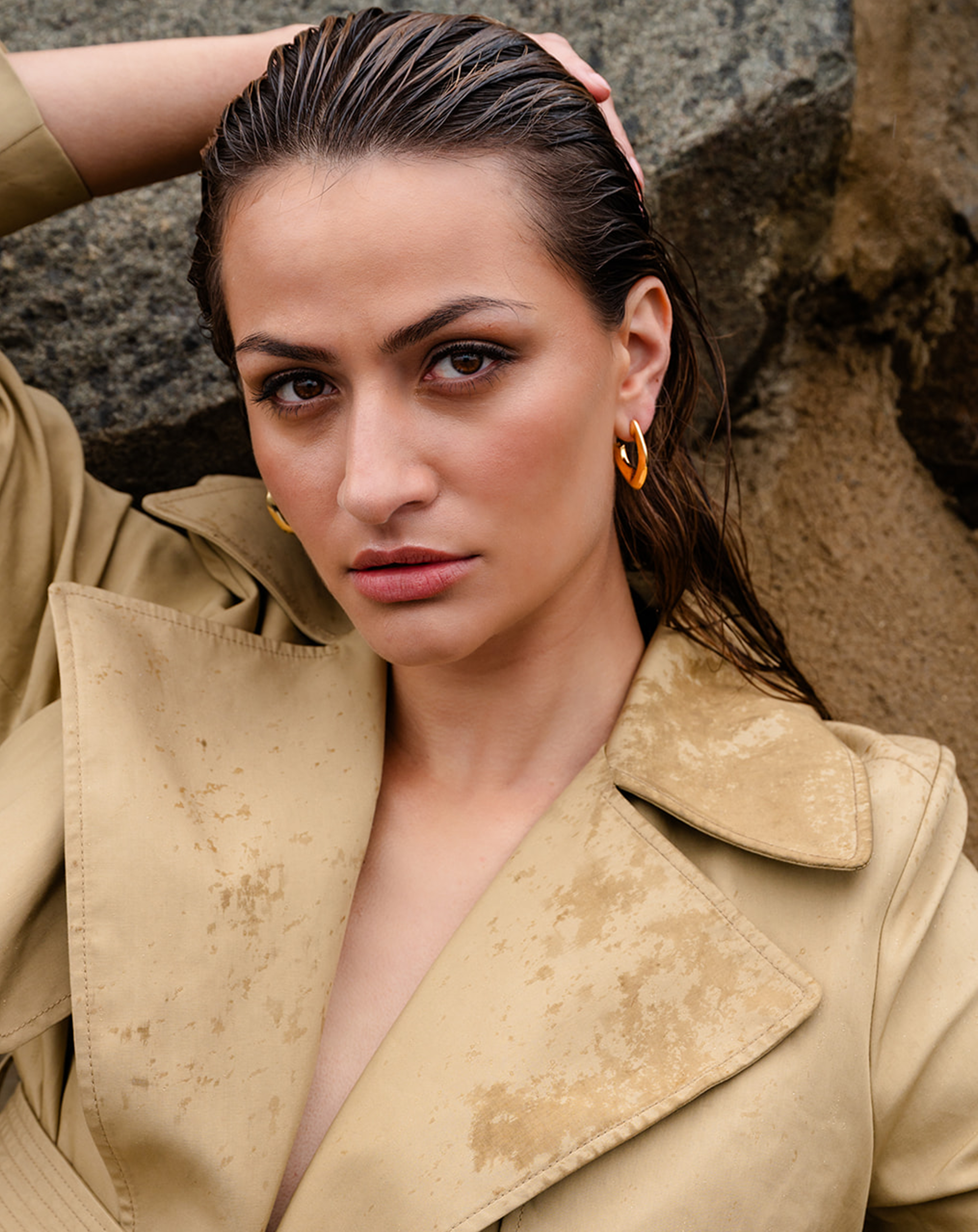 Organic Hoop Earring On Model