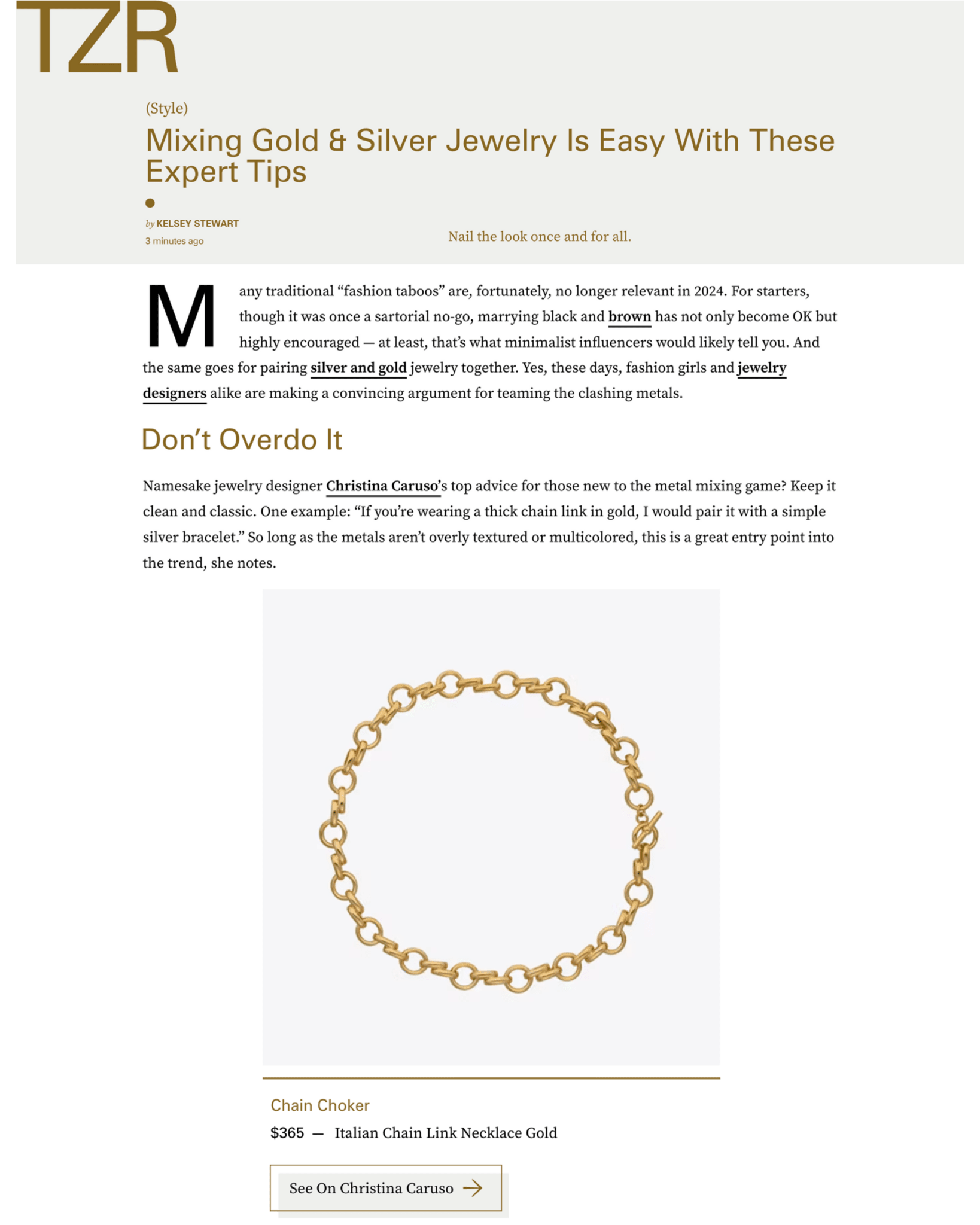 Italian Chain Link Necklace Gold - Christina Caruso