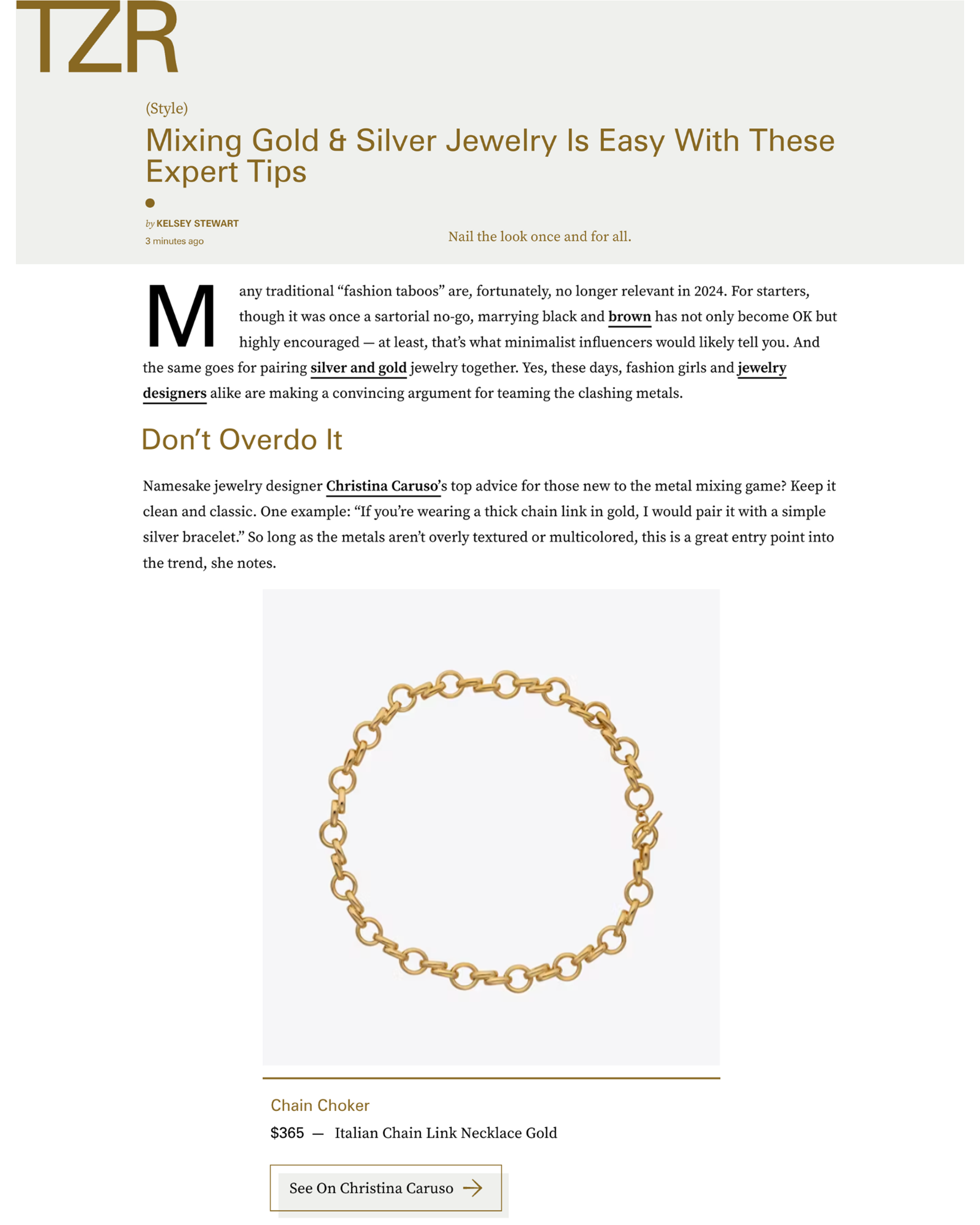 TZR article featuring Italian Chain Link Necklace