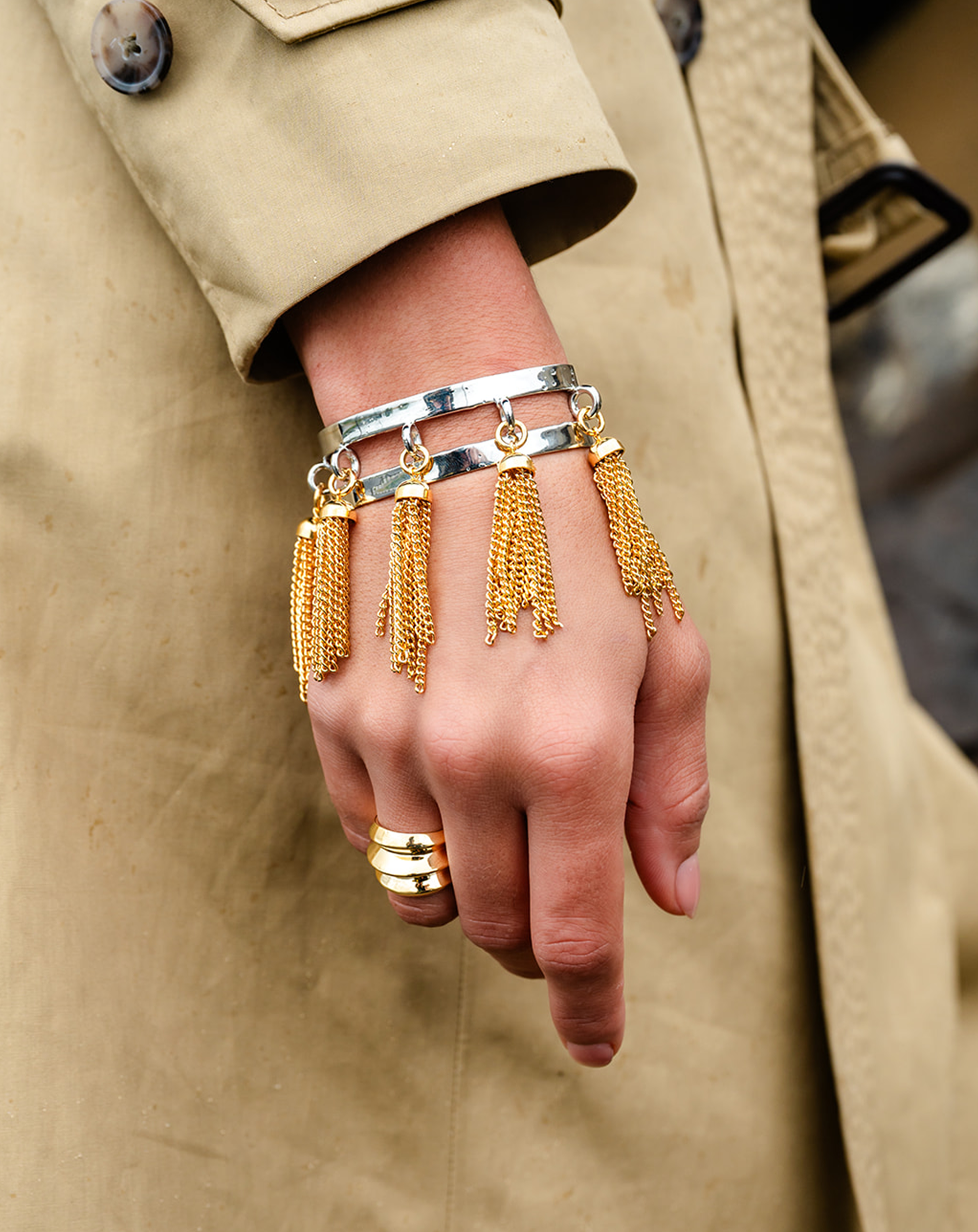 Tassel Cuff Two Tone On Model