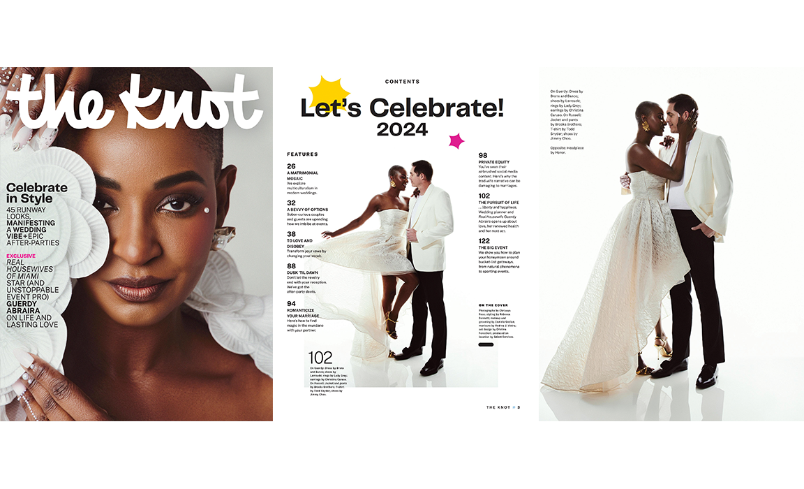 The Knot magazine featuring a model wearing Ginkgo Leaf Earring in gold