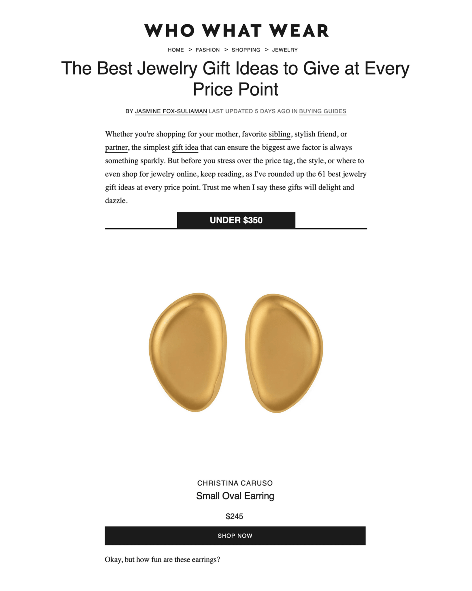 Small Oval Earring - Christina Caruso