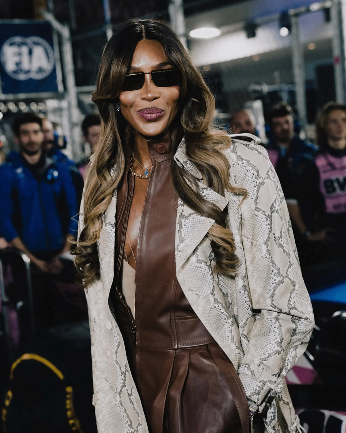 Naomi Campbell in Christina Caruso Bezel Set Choker