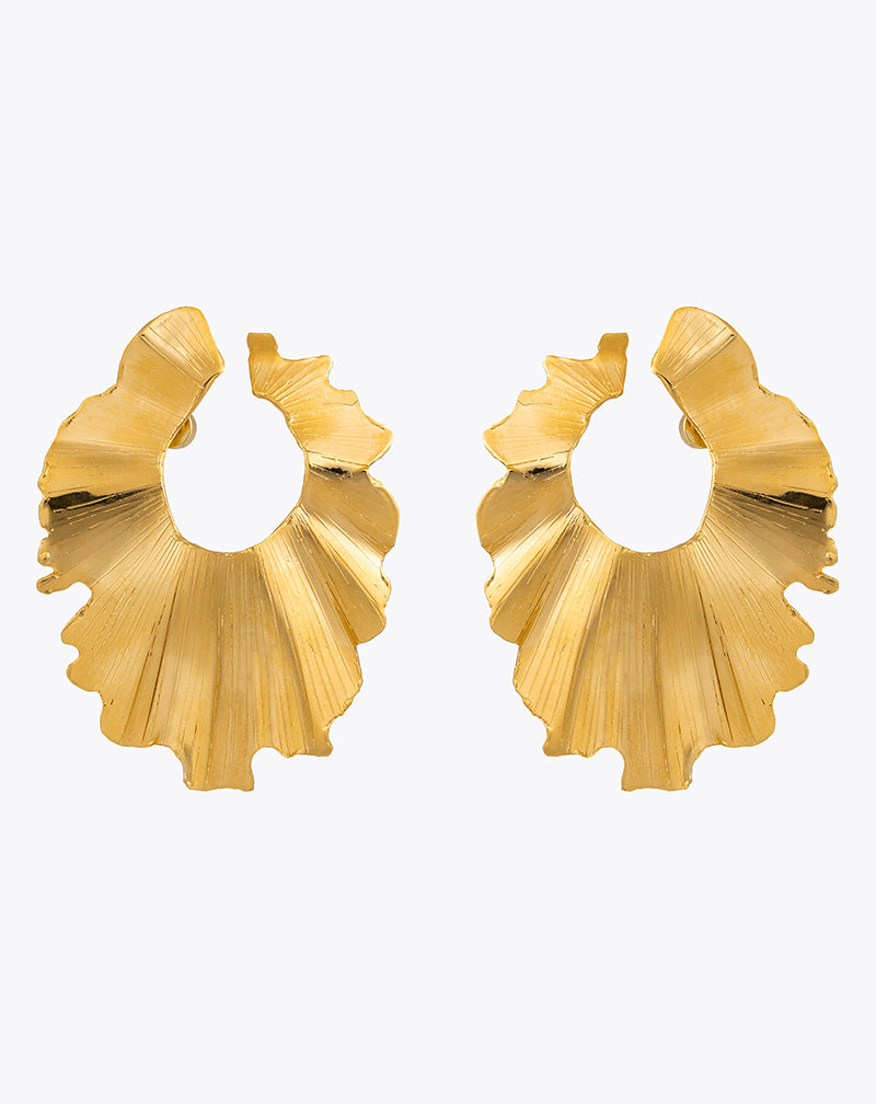 Palm Leaf Earrings against a white background